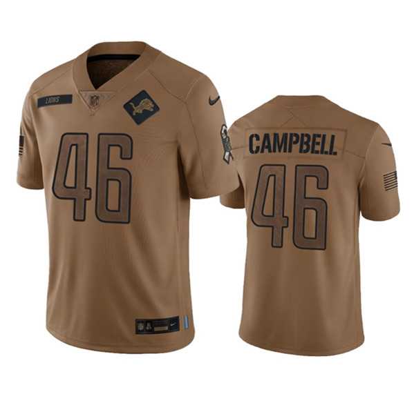 Men%27s Detroit Lions #46 Jack Campbell 2023 Brown Salute To Service Limited Football Stitched Jersey Dyin->detroit lions->NFL Jersey